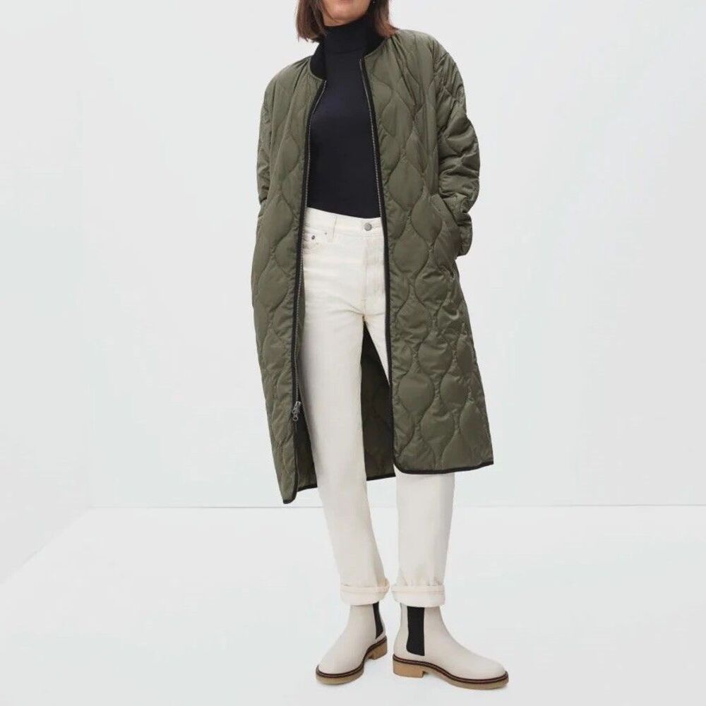 EVERLANE THE RENEW LONG LINER Olive Green $198